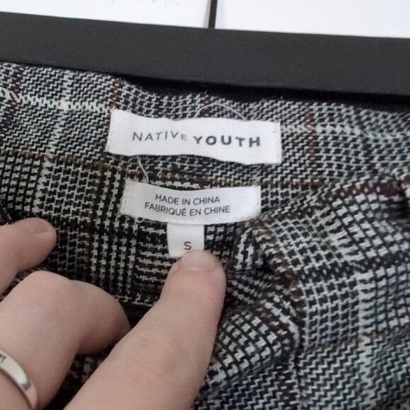 Revolve Native Youth Plaid Academia High Rise Belted Papebag Trouser Pants S - Picture 3 of 8